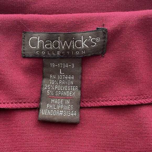 CHADWICKS COLLECTION Women’s Top Maroon Tie Belt Snap Front - Picture 8 of 9